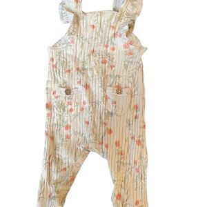 Jessica Simpson Floral Ribbed Overalls